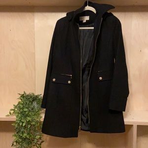 Black hooded peacoat- size 4